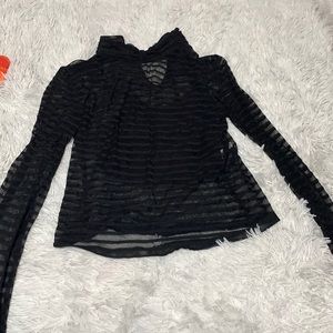 See through top , with crop top under , black , thin material